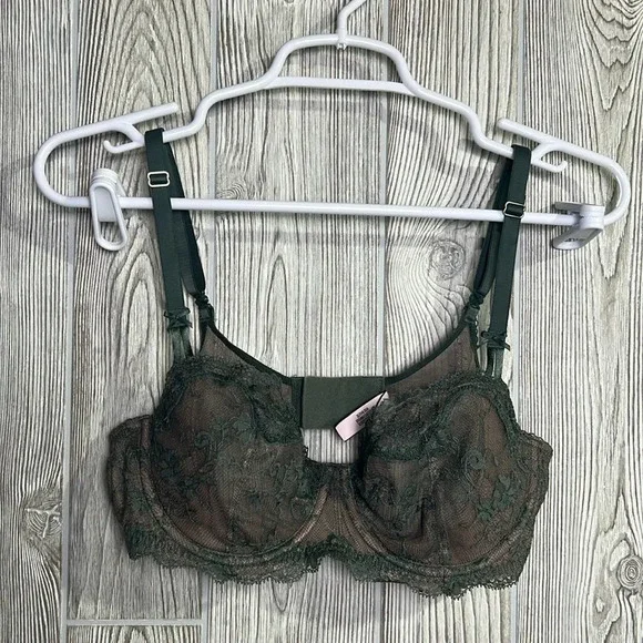 Women Victoria Secret Lace Bra Green Size 36 C