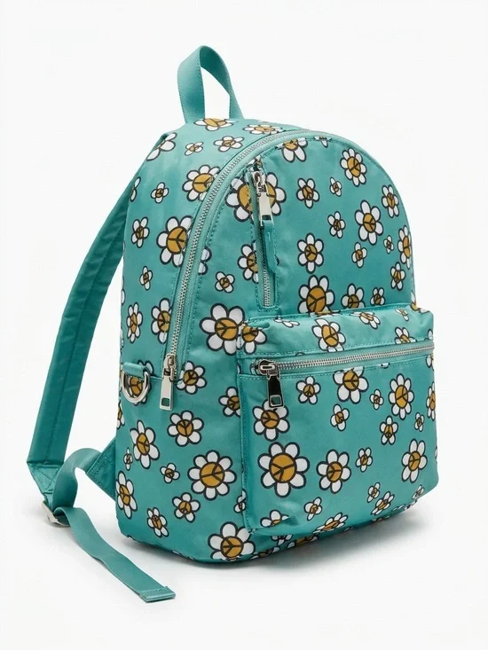 Kids Floral Mini Backpack in Teal - Cute Daisy Print