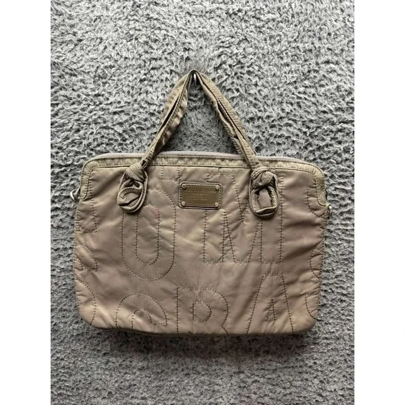 Marc by Marc Jacobs Quilted Nylon Workwear Laptop‎ Bag Taupe 15