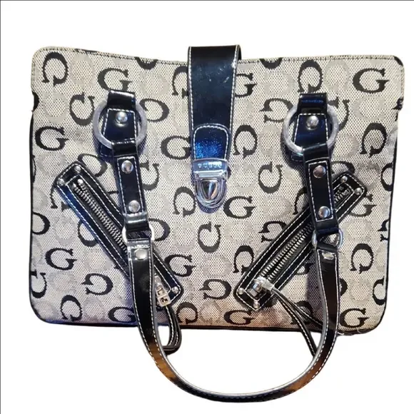 Guess G Print Double Handle Handbag Brown