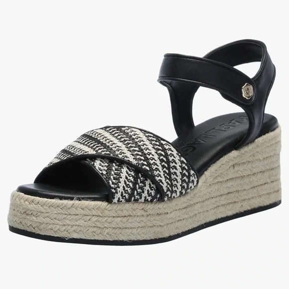Karl Lagerfeld | Black and White Espadrille Shoes‎ Wedge Heel 8.5