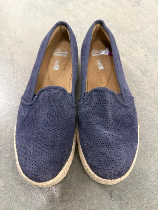 Clarks Navy Blue Perforated Slip-On Espadrilles