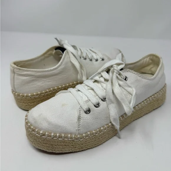 Tretorn Women’s Eve Lace Up Platform Espadrille size 6 White‎ Canvas Sneakers