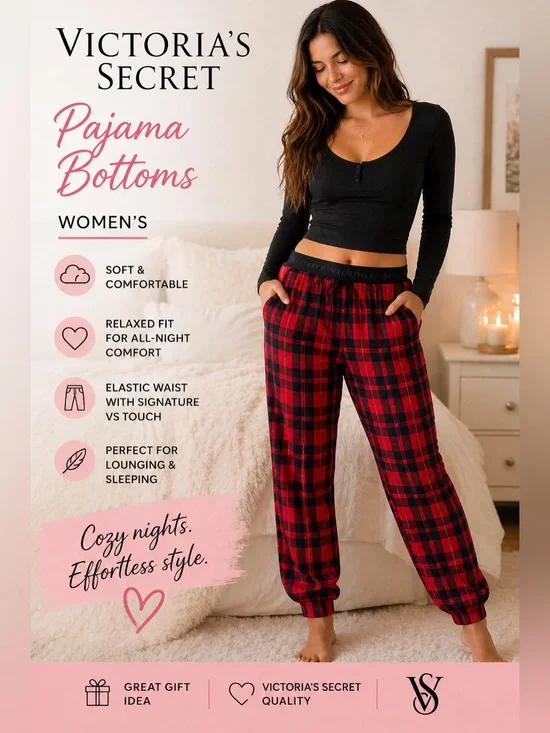 Victoria's Secret Red and Black‎ Plaid Pajama Pants XS