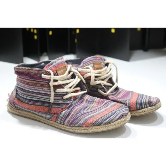 Toms Booties Canvas Hightops Womens Chukka Espadrille Multicolor Size 7.5