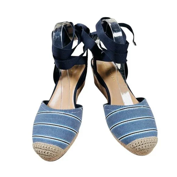 Tommy Hilfiger 8.5 Espadrille Striped Jute Heel Resortwear Coastal Wrap