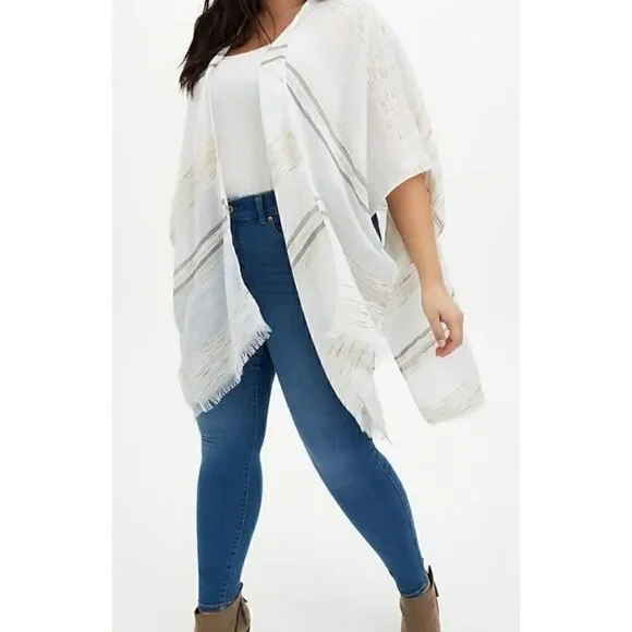 NWT Torrid Ivory and gold striped Shawl/Top. ONE SIZE