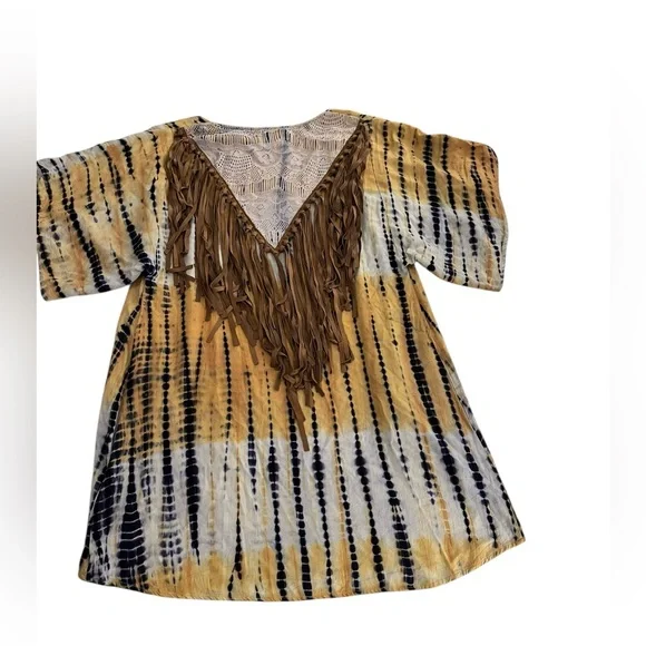 Judith March Boho Kimono Fringe Lace Tie Dye Festival Small