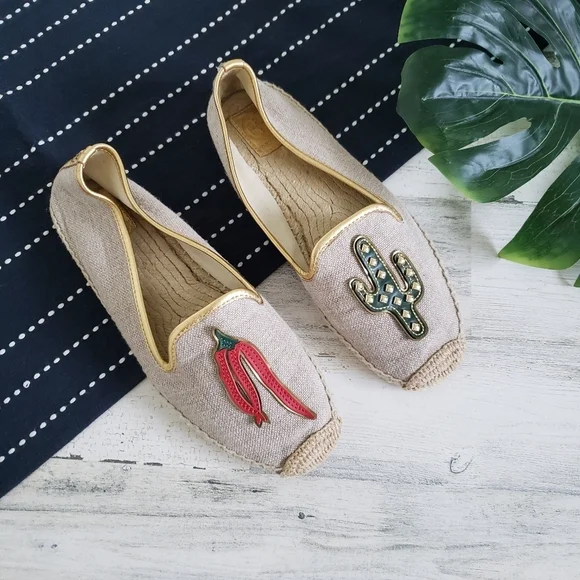 Tory Burch| Sante Fe Cactus Chili Pepper and Cactus Espadrilles Size 9.5