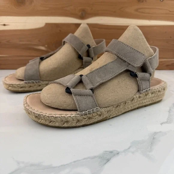 Manebi‎ Suede Espadrille Hiking Sandals Hampton Dark Taupe EUR 39/ US 8.5