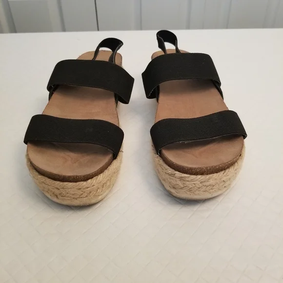 Madden Girl Cassie Espadrille Platform Sandal Womens Sz 6.5Black Slingback Strap