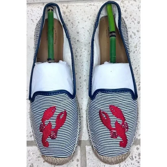 G.H. Bass & Co. Jenna Critter Lobster Crawfish Flats Red Blue Espadrilles Sz 9