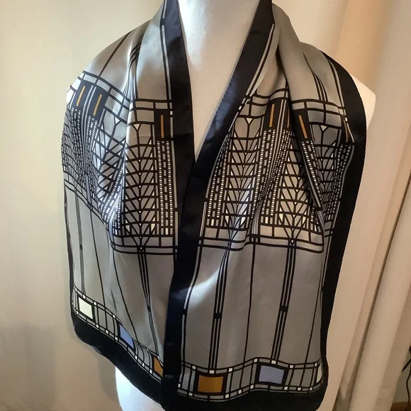 Vintage Frank Lloyd Wright Silk Scarf for Fine Arts Museum of San Francisco