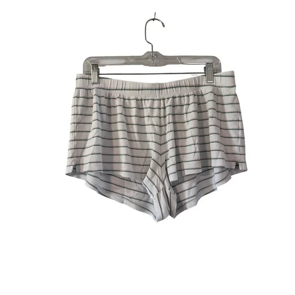LAKE Striped Pajama Sleep Lounge Shorts Women's Size L White Green Pink Stripe‎