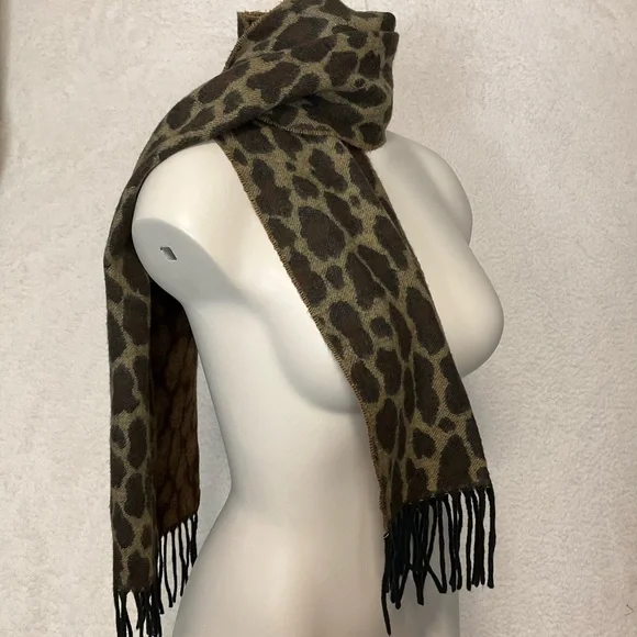 CASHMINK Snake Print Scarf Soft Fringe Germany Brown Green