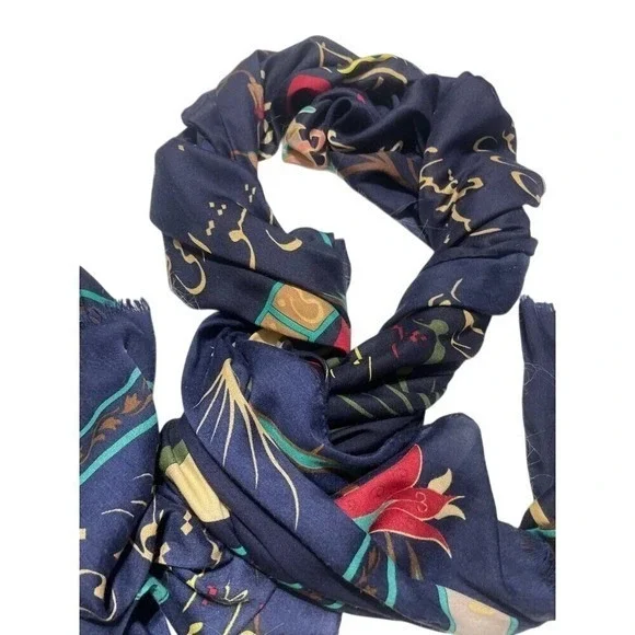 Vintage Macho Silk Scarf With Colorful Abstract Design Made In Turkey Designed I