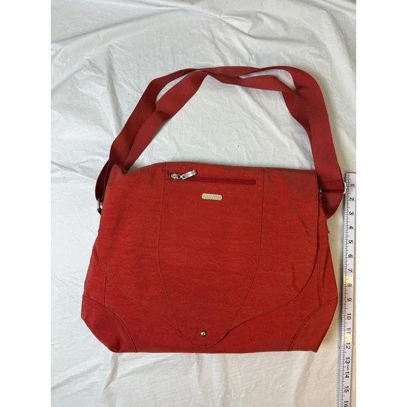 Baggallini Neighborhood Deep Red Nylon Laptop‎ Messenger Bag Adjustable Luggage