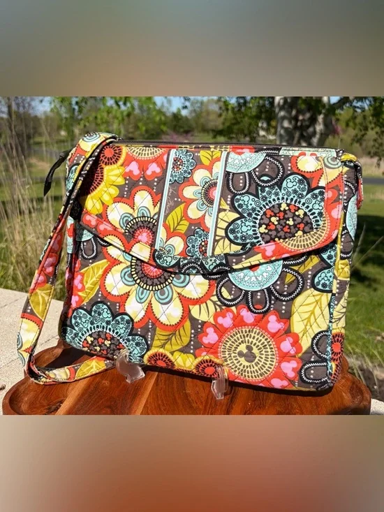 Disney Parks Vera Bradley Tablet Hipster Crossbody “Mickey’s Perfect Petals” EUC