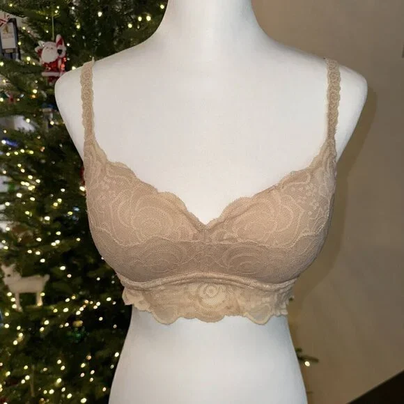 VICTORIA SECRET PIN LACE UNDERWIRE BRA IN SIZE LARGE - NWOT (58)