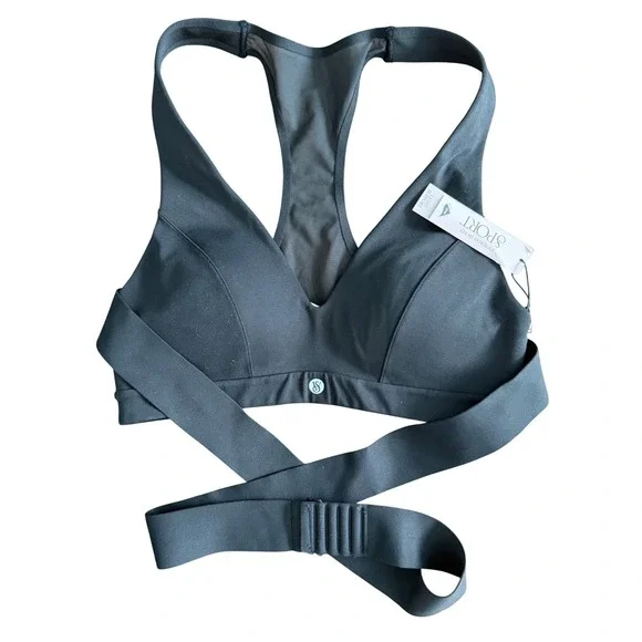 Victoria's Secret Sport Black Wrap Sports Bra Light Support XS Yoga Activewear