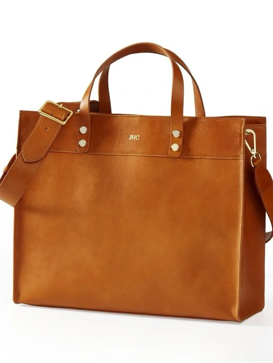 Mark & Graham Camel Essential Leather Work Tote Bag Large