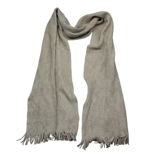 Calvin Klein Scarf Womens Brown Rectangle Beaded Fringe Knitted Outwear