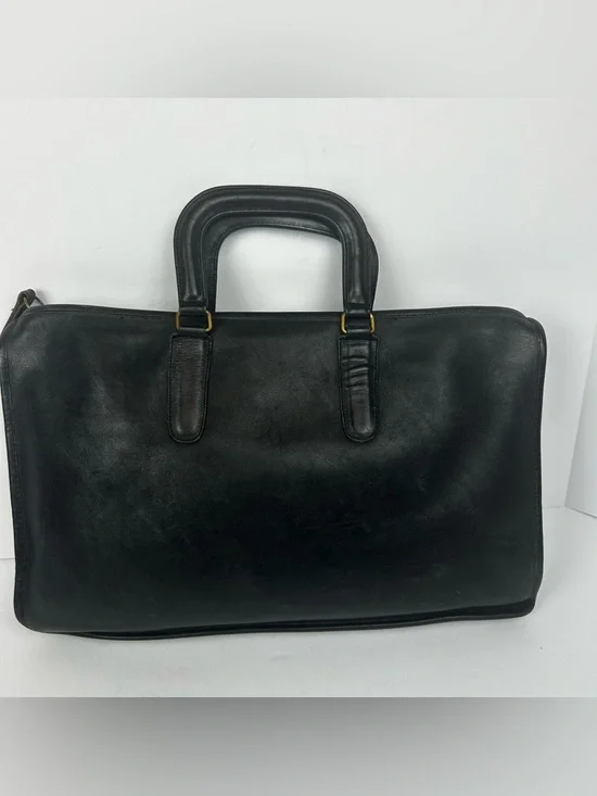 Vintage Coach Classic Black Leather Briefcase - Women’s Professional Work Bag