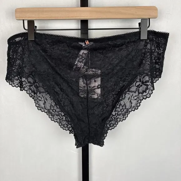 NEW Savage X Fenty Women’s Panties Size 2X Floral Lace Cheeky Black Hipster