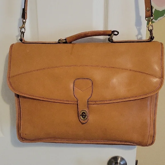 Rafaella Vintage Messenger Soft Leather Camel briefcase Bag