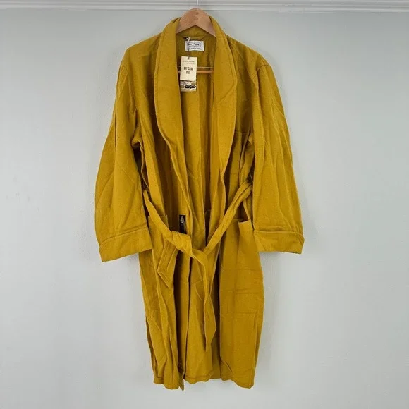 Vintage MCM Mens ROYTEX Wool blend Robe M L mustard yellow NWT New