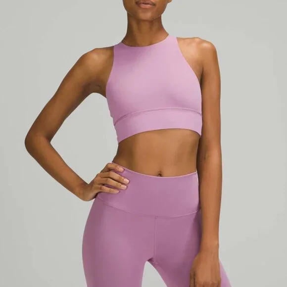 Lululemon Energy Bra high neck long line tough womens Purple (size 6) workout