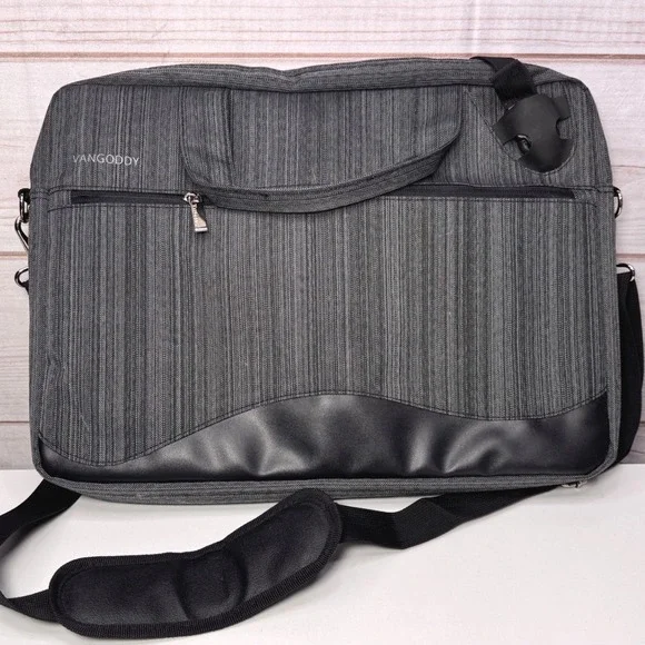 VanGoddy Laptop Messenger Bag Gray Black Briefcase Shoulder Strap Case