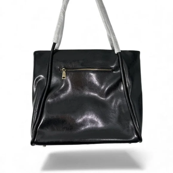 Blofinche Black Leather Laptop Messenger Bag‎ Tote NWT