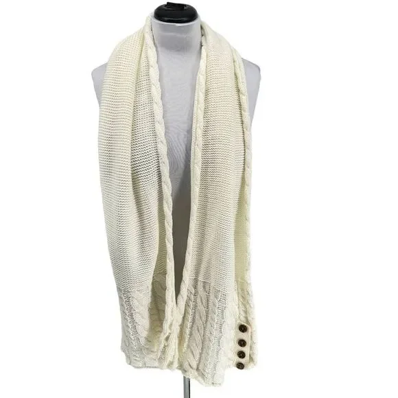 Women's Chunky Knit‎ Warm Pull On Acrylic Cream Scarf One Size