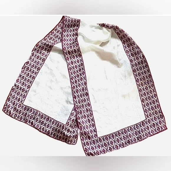 Vintage Glentex Silk Blend Rectangular Scarf Purple Geometric Argyle 44x13 Wrap