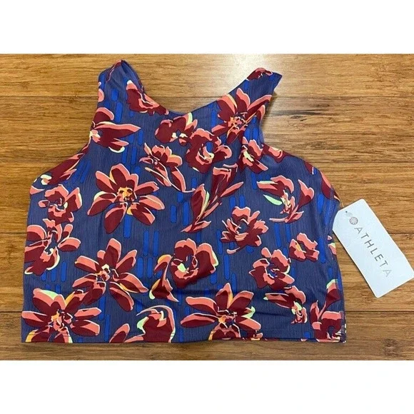 ATHLETA Conscious Crop‎ Printed Floral Retail NWT $64 Sz. Medium Gorpcore Yoga