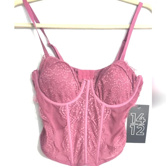 Lace Bustier in Pinkfourteen twelve lace corset crop top Size‎ M Color Pink