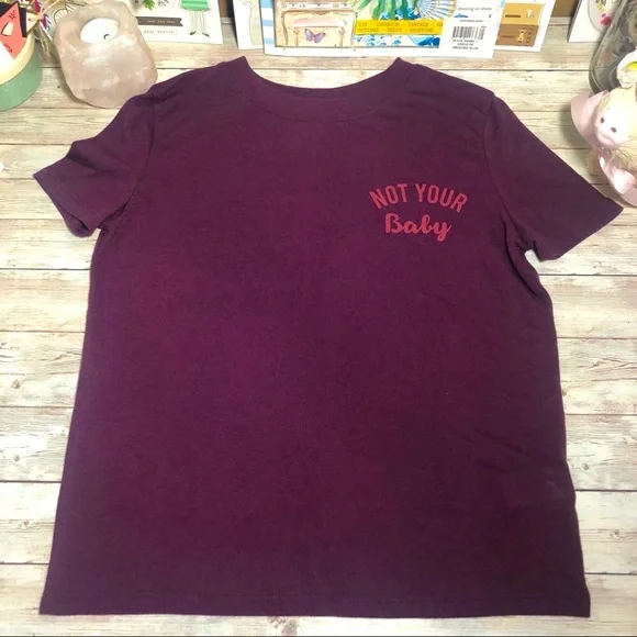 Not Your Baby Maroon Short Sleeve Sleep Shirt Top Women’s Sz.XS LLD Aeropostale