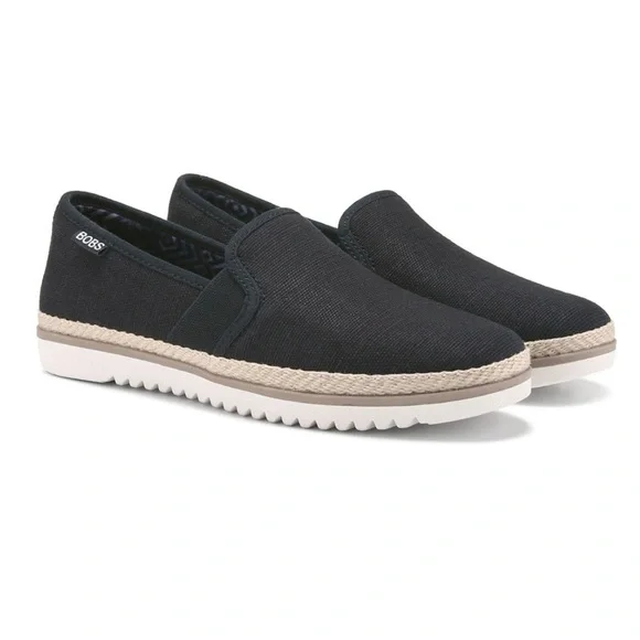 BOBS by Skechers Bobs‎ Black Flexpadrille Flat Loafer Twin Gore Slip On Size 9.5