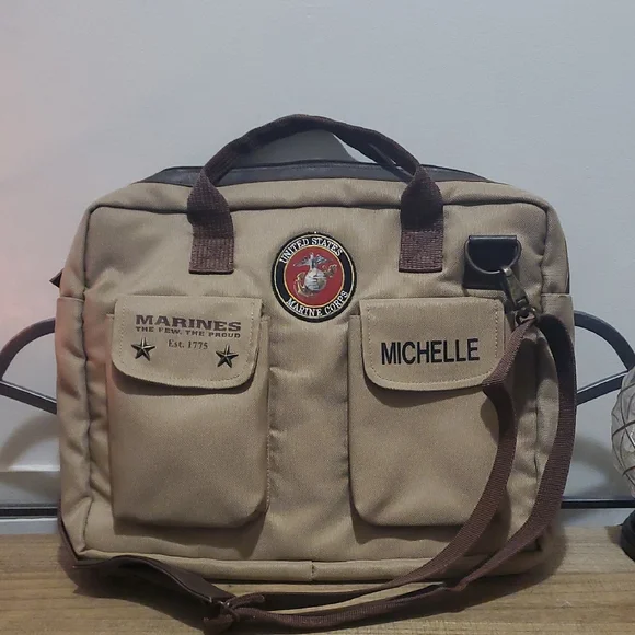 The Bradford Exchange USMC Canvas U.S. Marine Corps Messanger Tote Bag- Michelle