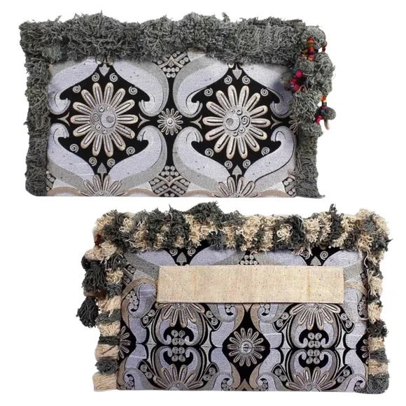 NWT* LUMILY Laptop‎ Case / Oversized PomPom Clutch- Handmade in Thailand