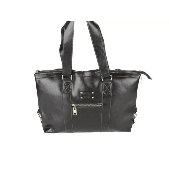 Denali Womens Brown Leather Inner‎ Dividers Pockets Double Handles Laptop Bag