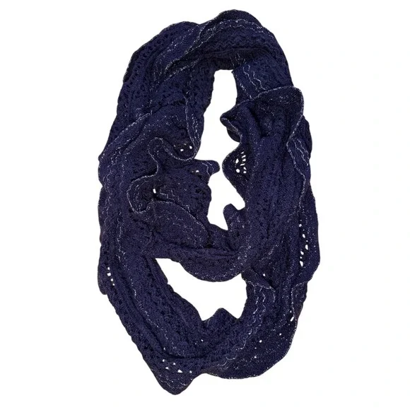 APT‎ 9 Purple Chunky Knit Infinity Scarf with Silver Metallic Thread Accent