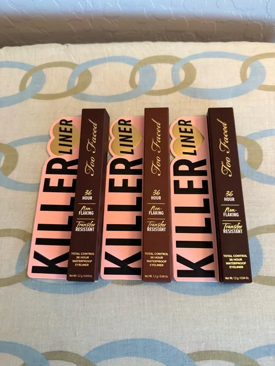 Too Faced Killer Liner Eyeliner Boxes - Pink & Brown Packaging
