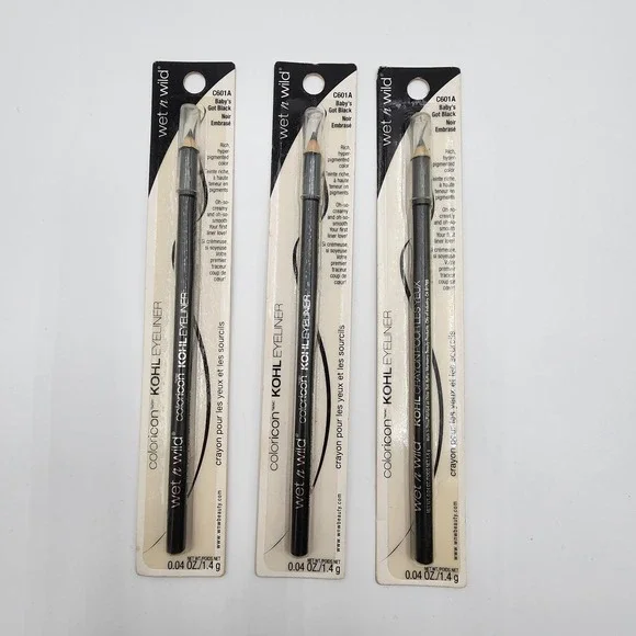 Wet n Wild Color Icon Kohl Eyeliner Pencil Baby's Got Black 601A Lot of 3 New