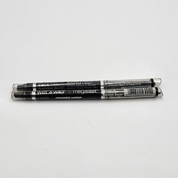 Wet N Wild Megalast Retractable Eyeliner Blackest Black 690A New Sealed Lot of 2
