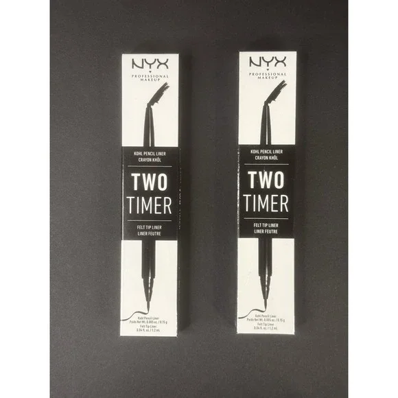 NYX TWO‎ TIMER DUAL ENDED EYELINER - TT01 JET BLACK- LOT OF 2