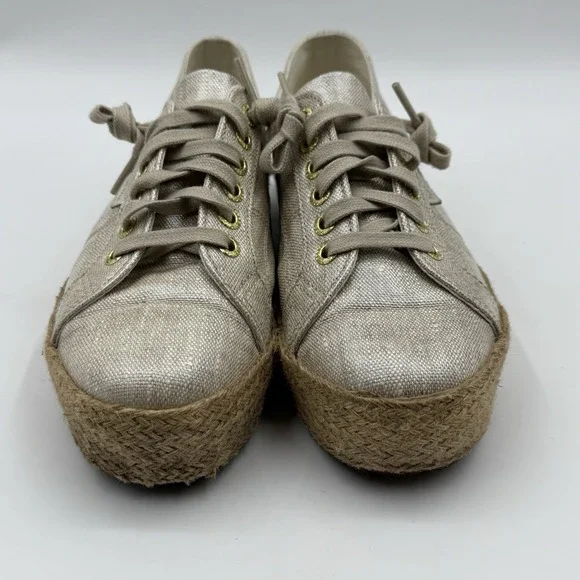 HTF Rare Superga Rope Platform Espadrille Champagne Metallic Linen Sz‎ 8