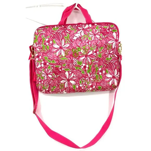 Lilly Pulitzer Monogrammed Pink Green Floral Laptop Carrying Protective‎ Case