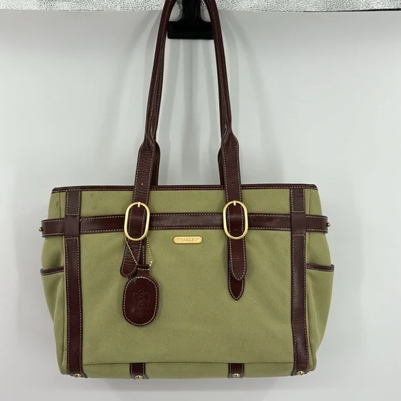 Coakley Laptop Bag green and brown leather
